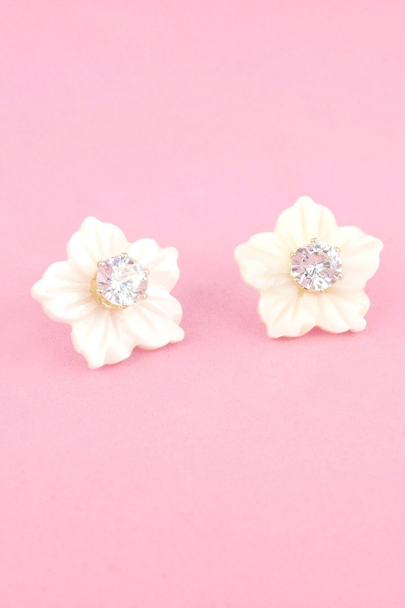 brinco flor madreperola brinco de flor zirconia comprar brincos de flores sweet lucy