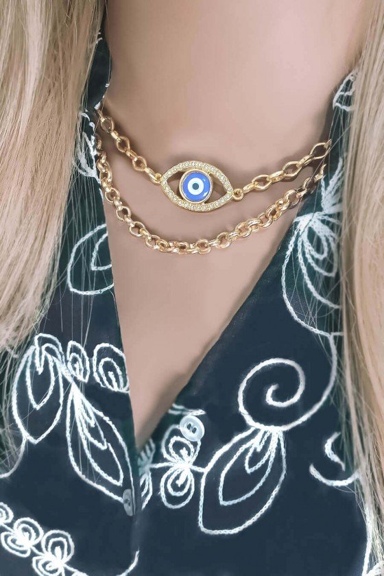 colar olho grego curto dourado sweet lucy comprar colar de olho grego site colar olho grego