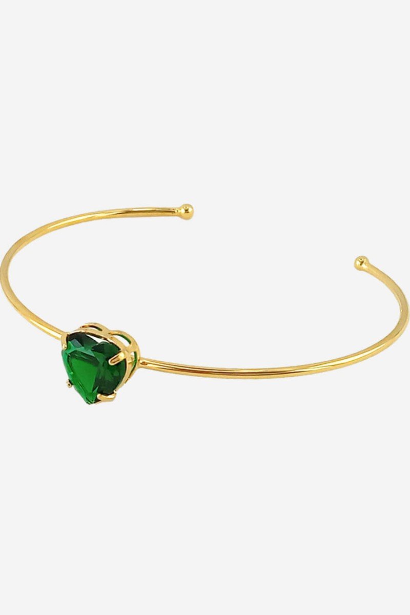bracelete semijoia folheado coracao verde esmeralda sweet lucy acessorios femininos