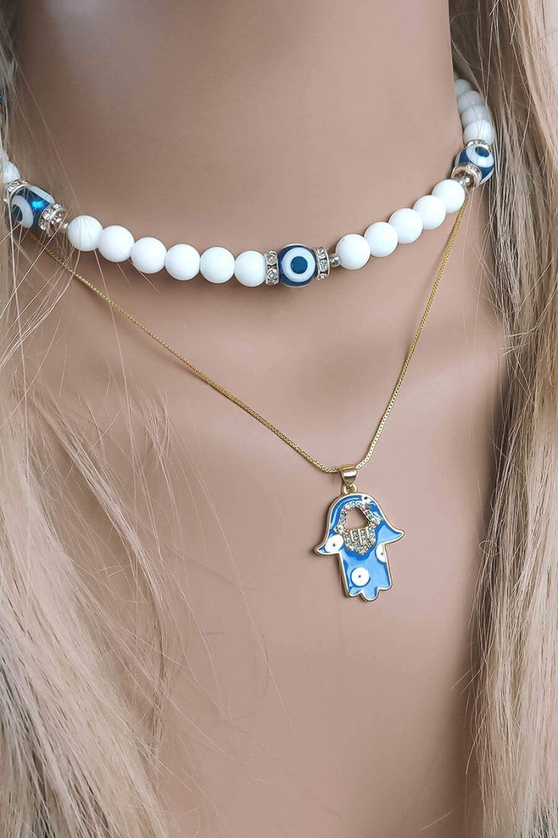 colar amuleto da sorte mix colares olho grego colar patuá colar da sorte feminino colar mix de colares bijuterias de luxo