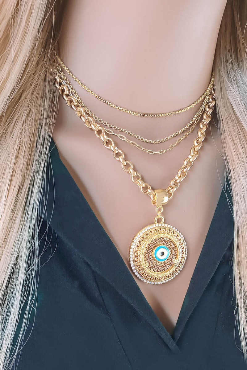 mix colar corrente mix de colar dourado mix de colar olho grego sweet lucy