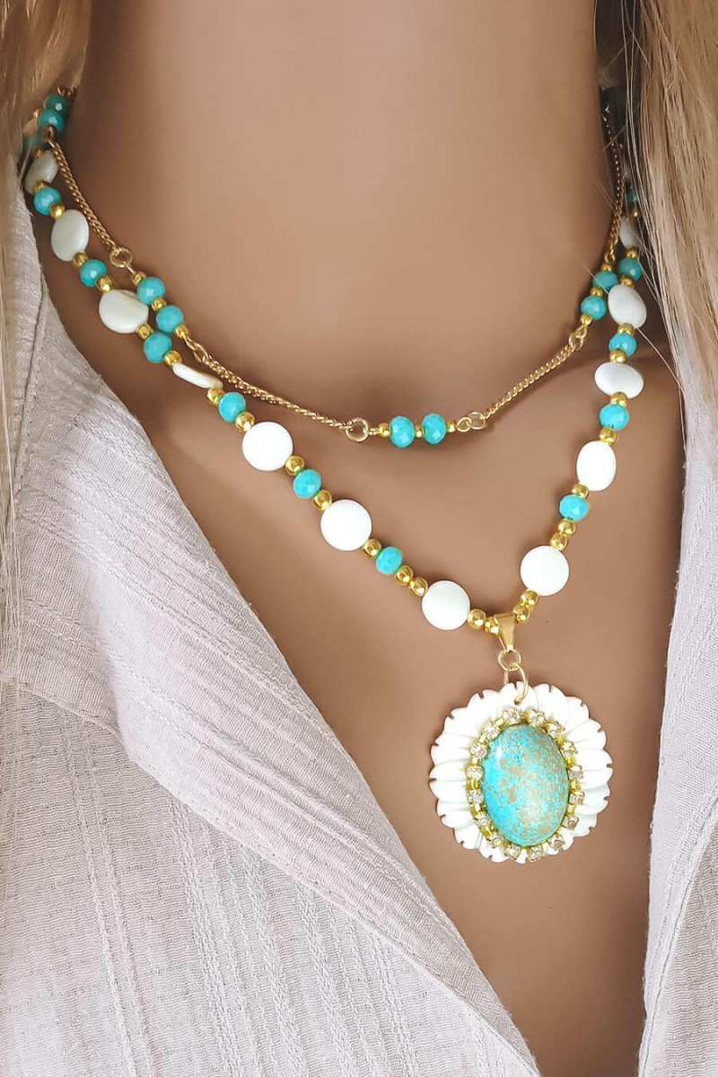 bijuterias de luxo mix de colares comprar sobreposição de colares colar de pedra natural mix de colar azul turquesa pedras