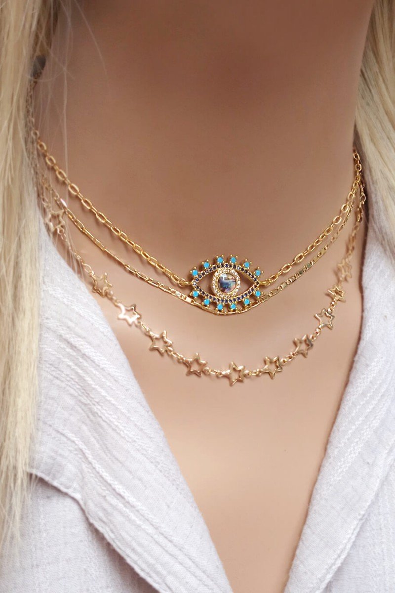 gargantilha colares de olho grego mix de colar feminino mix de colares tendência  mix de colares com choker