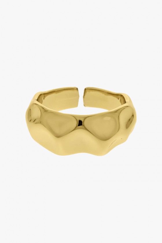 Anel Feminino Dourado Amassado