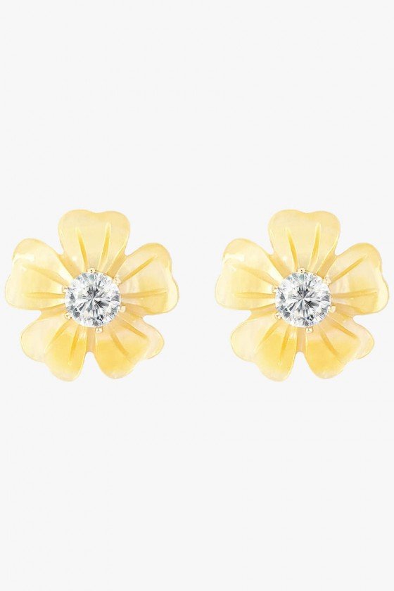 brinco flor brinco de flores brinco de flor pequeno brinco flor madreperola ambar