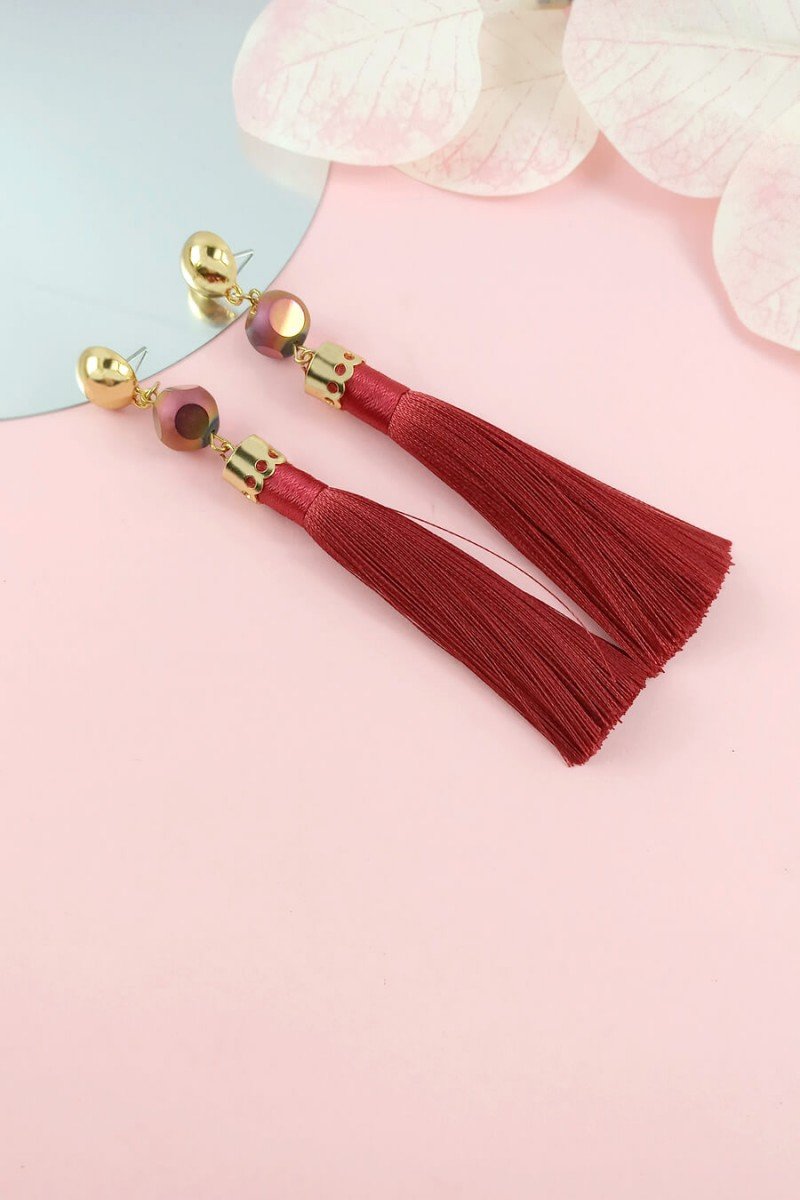 brinco vermelho de franja brinco longo franja brinco de franja tendência brinco de franja dourado