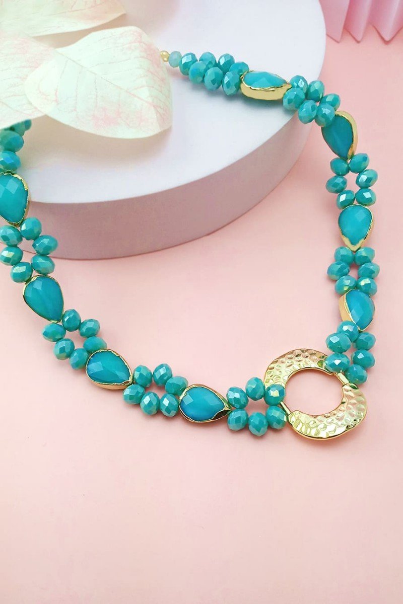 colar grande turquesa colar de pedra azul joias finas sweet lucy
