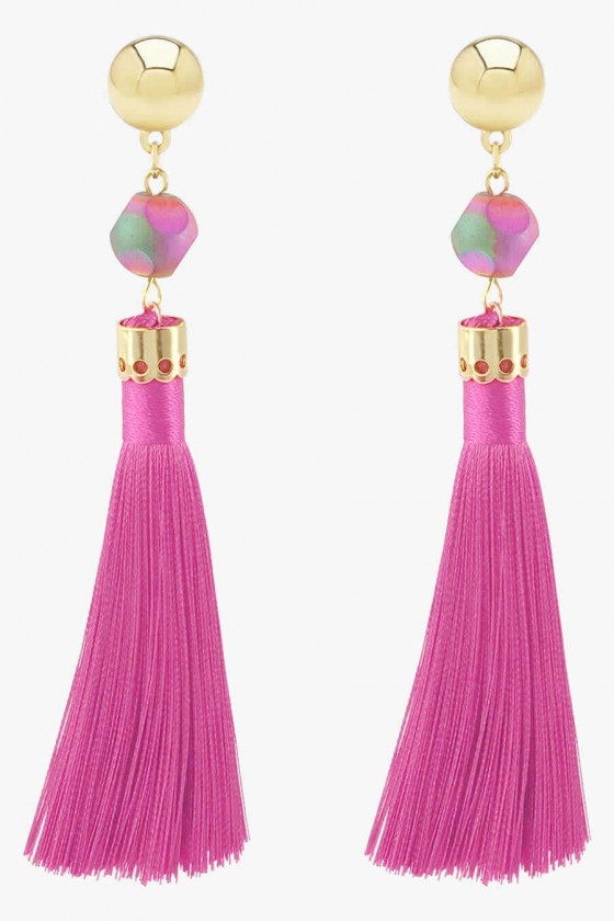 brincos de franja brinco de franja rosa pink longo dourado brinco de franja tendencia brinco de franja tecido