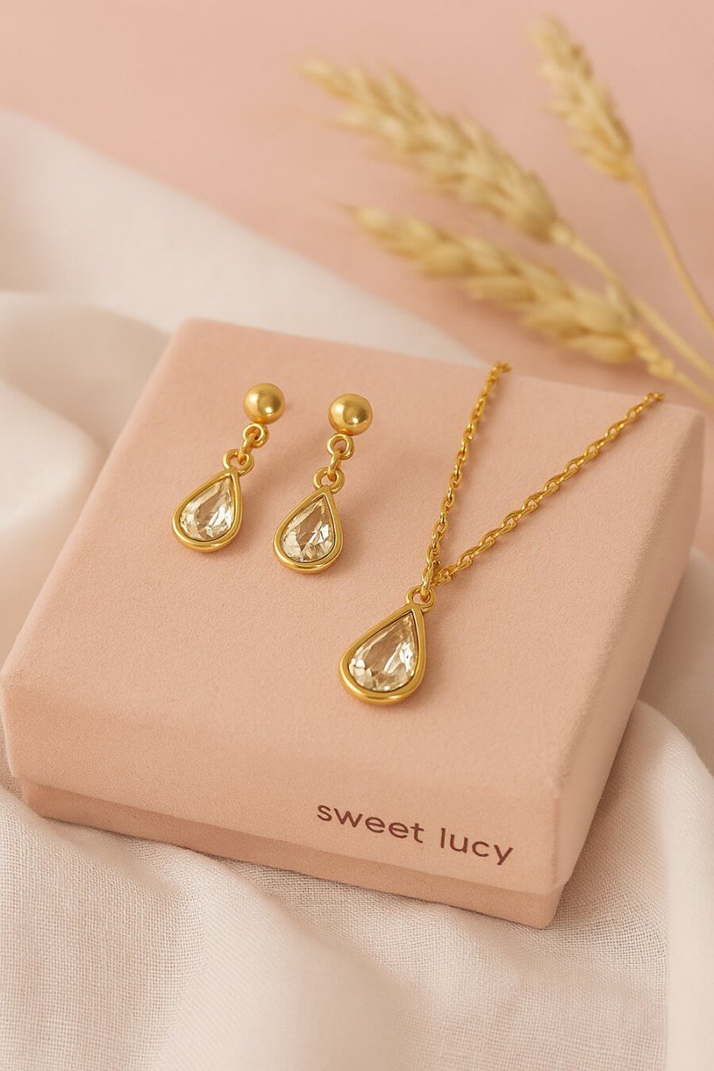 conjunto colar e brinco semi joia conjunto de colar e brinco folheado conjunto de colar e brinco dourado presente para mãe