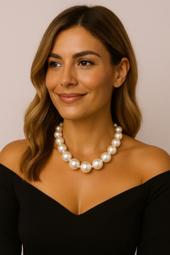 colar maxi de pérolas grandes dourado colar feminino elegante com pérolas grande colar dourado com pérolas grandes para festa
