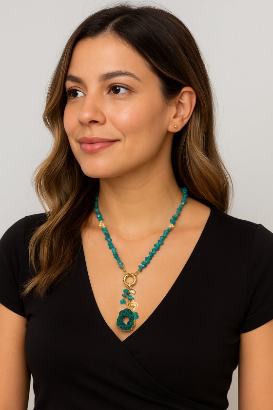colar curto pedra azul petroleo colar pedras pingente penca colar feminino pedra natural sweet lucy