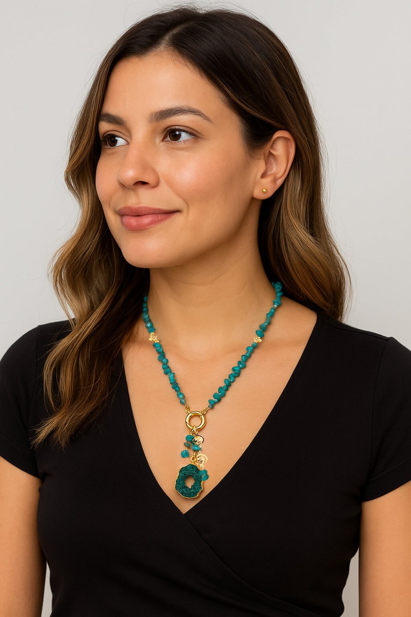 colar curto pedra azul petroleo colar pedras pingente penca colar feminino pedra natural sweet lucy