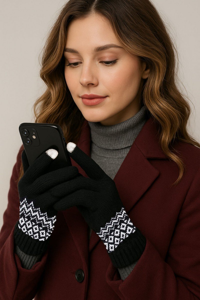 luva feminina para inverno luvas de frio e inverno luva de frio feminina trico luva touch preta