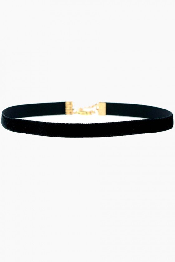 Choker Veludo Preto Dourado