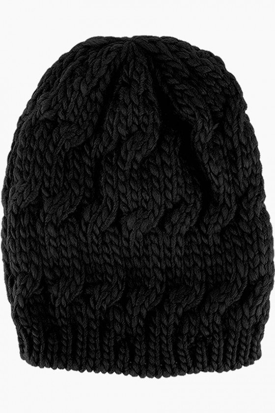 Gorro Preto Tricô Trançado