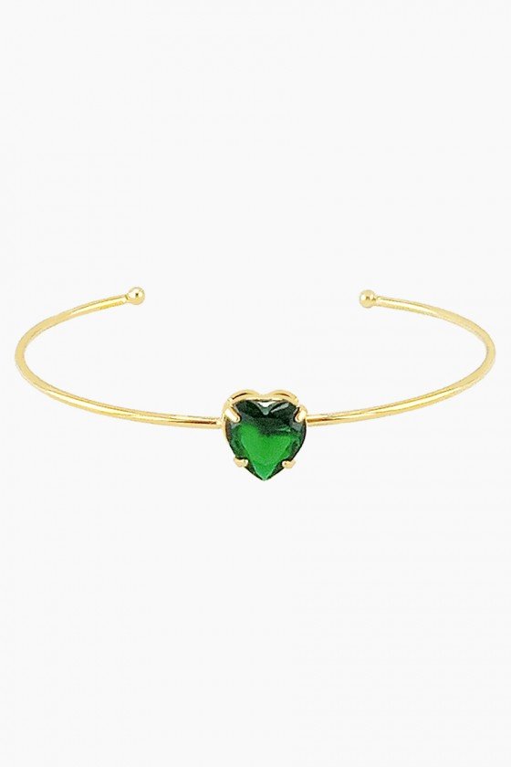 braceletes femininos bracelete ouro bracelete joia bracelete coração verde esmeralda