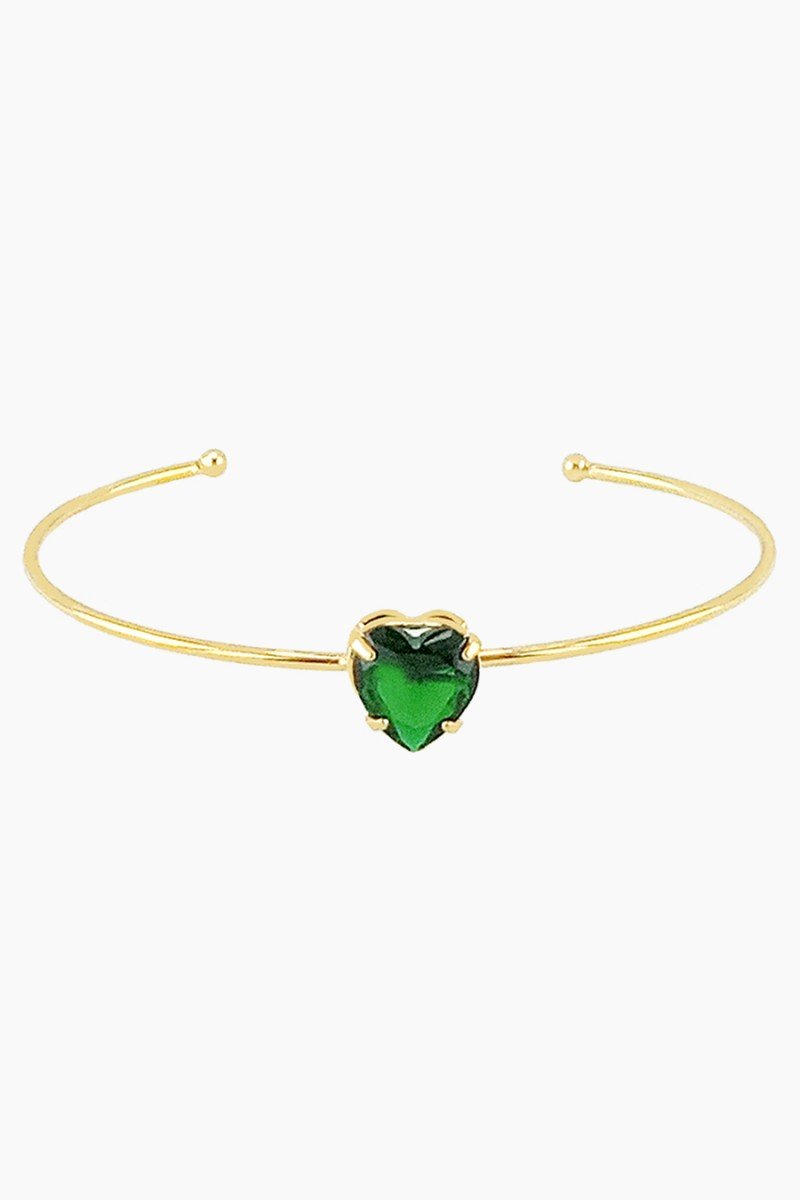 pulseira bracelete folheado a ouro pulseira de coração bracelete de coração pulseira verde