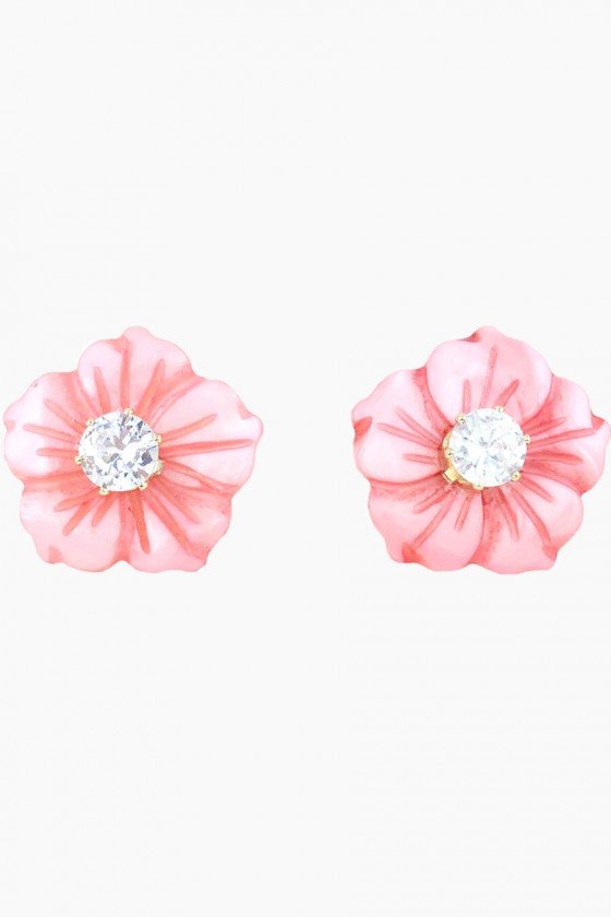 brinco flor de madreperola rosa banhado a ouro brinco semijoia sweetlucy brinco de flor tendencia