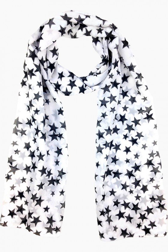 lenço preto e branco echarpe feminino echarpe estrela lenço estampado estrela echarpes sweetlucy