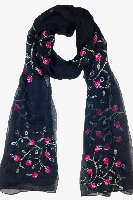 echarpes femininos online echarpe preto com bordado floral lenço echarpe echarpe feminino sweetlucy