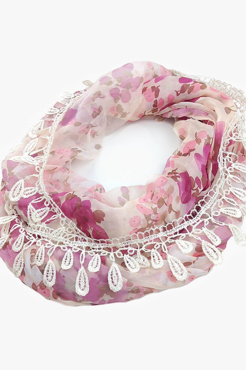lenço de pescoço floral lenço cor de rosa lenço feminino em sp