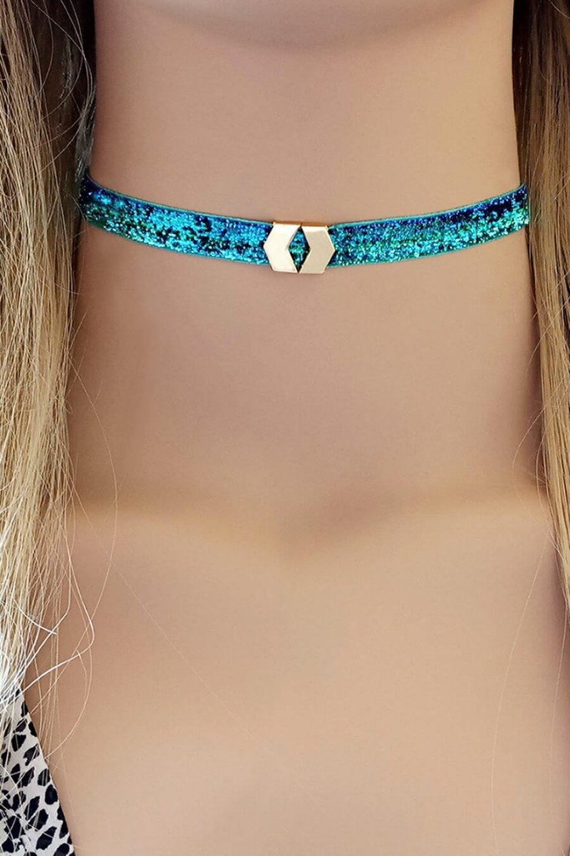 choker azul brilho com pingente chokers sweetlucy choker brilho