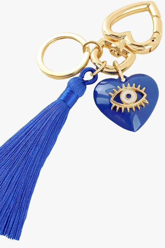 Chaveiro Coração Olho Grego Azul Royal