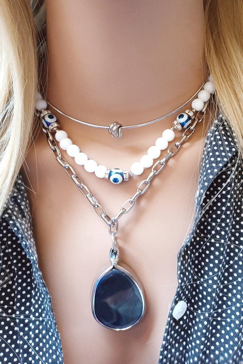mix de colar com pedra natural prata colares da moda atual colar tendência sweet lucy colar feminino grande