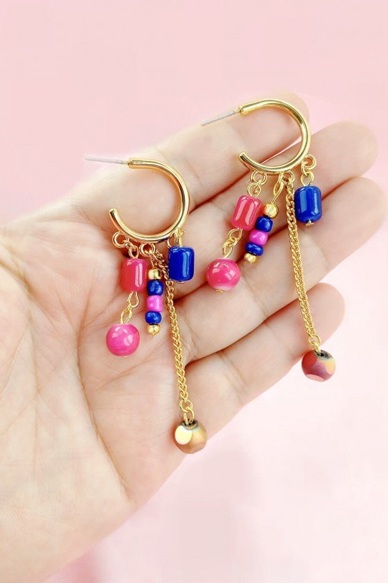 brinco de ano novo brinco azul e rosa brinco argolinha brinco feminino brincos modernos brinco de argola com pedras coloridas