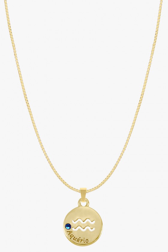 colar signo de aquario banhado a ouro colar zodiaco aquario colares sweet lucy