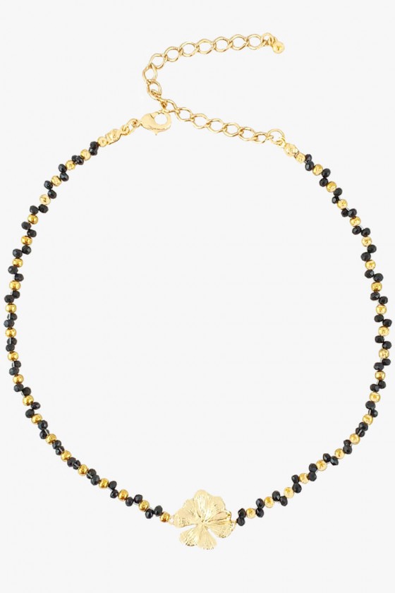 colar curto feminino choker de pedrinhas choker de cristais pretos e dourado colares chokers sweet lucy colar de miçanga chique