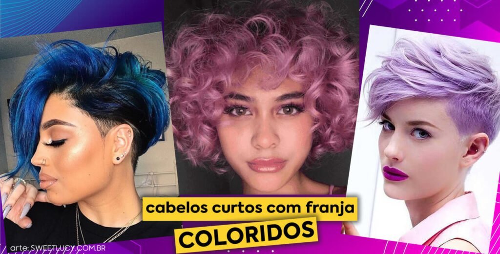 cabelo curto com franja colorido