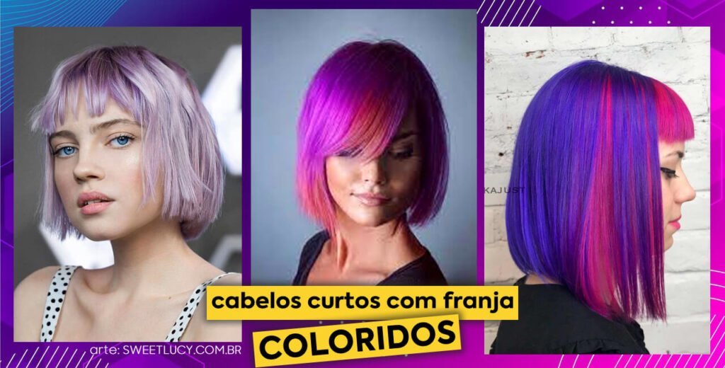 cabelos curtos com franja coloridos