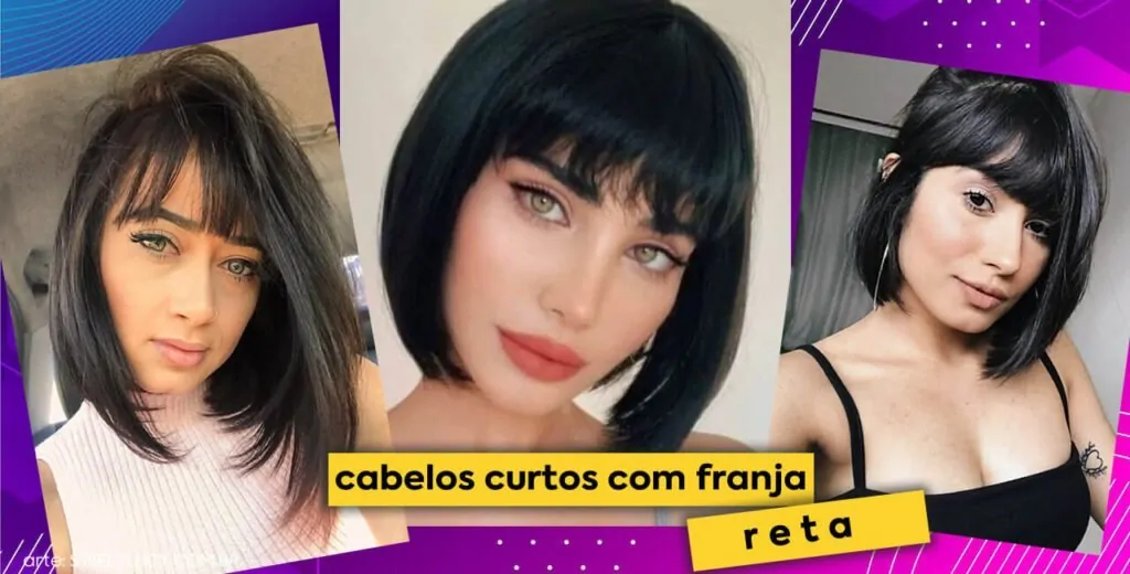 cabelo curto liso com franja