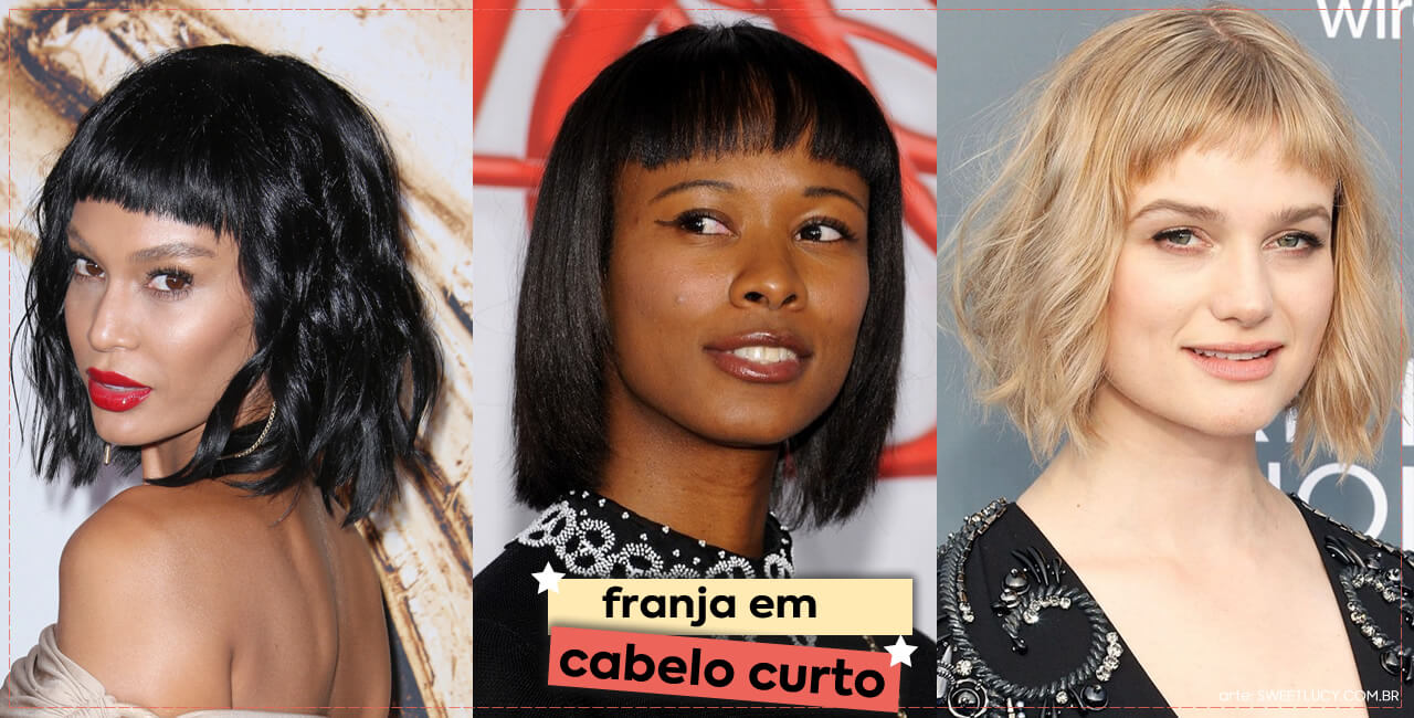 estilo de franjas em cabelo curtinho