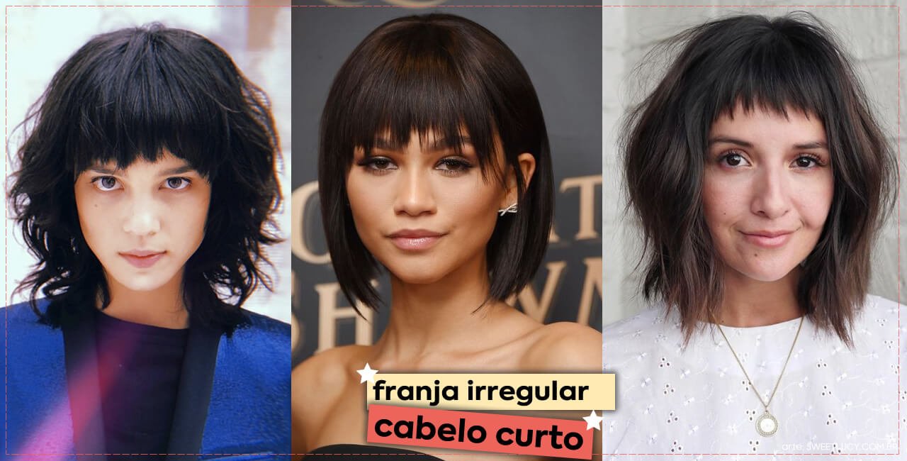 tipo de franja irregular com cabelo curto