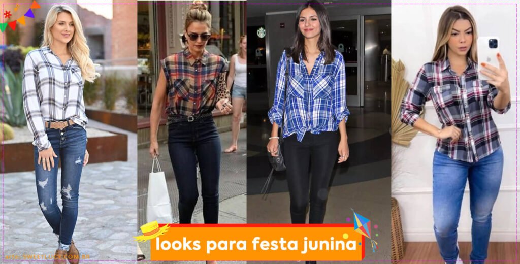 looks para festa junina com calça jeans