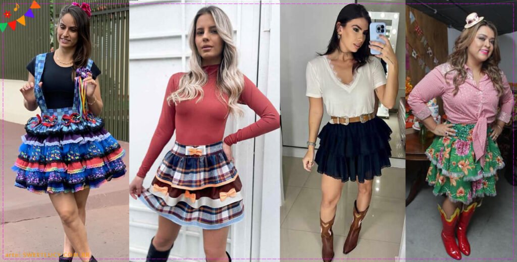 looks femininos para festas juninas saia babado