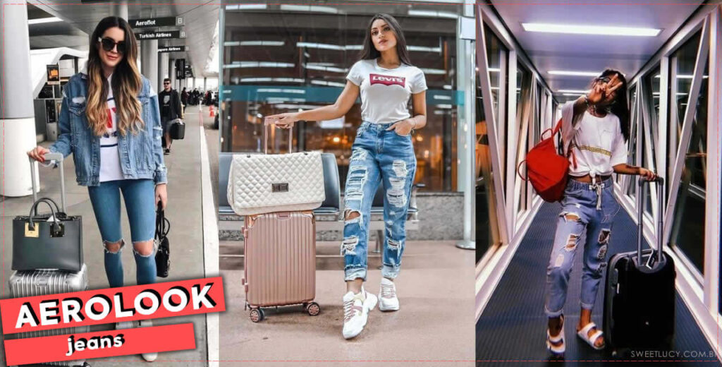 aerolook jeans looks para viagem de avião internacional