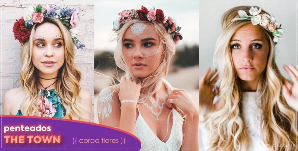 penteado festival coroa tiara de flores