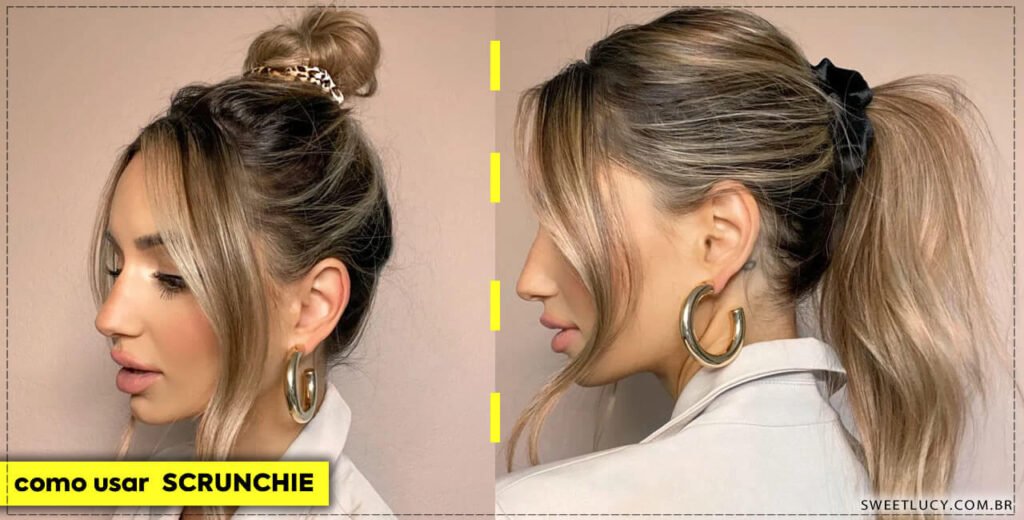 como usar scrunchie cabelo liso