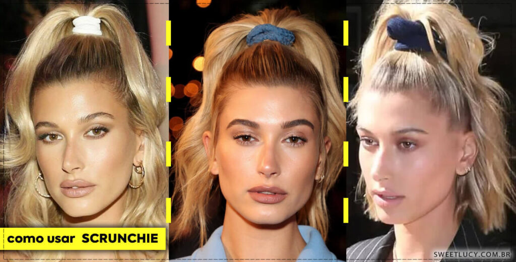 como usar scrunchie elástico de cabelo