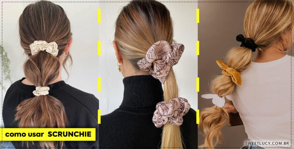 aprenda como usar scrunchie no cabelo comprido