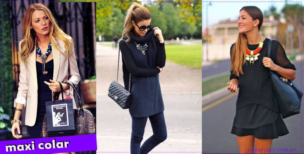 ideias como usar colares grandes maxi colar grande look de trabalho