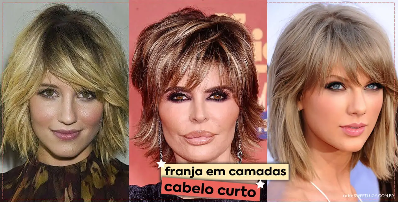tipo de franja em camadas cabelos curtos