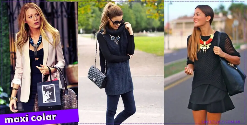 ideias como usar colares grandes maxi colar grande look de trabalho