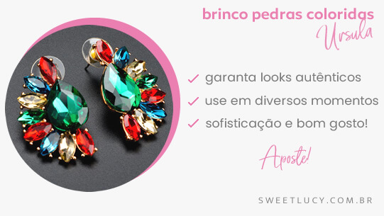 brinco pedras coloridas brincos sweet lucy