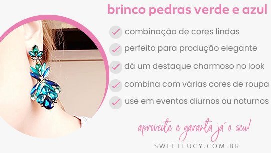 brinco de pedras verde e azul brincos de luxo sweet lucy