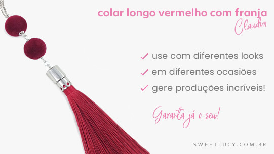 colar comprido vermelho com franja colares sweet lucy